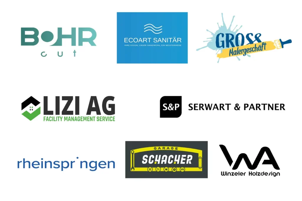 Übersicht der Sponsoren: Bohr Gut, Ecoart Sanitär, Gross Malergeschäft, Lizi AG, S&P, rheinspringen, Schacher, Winzeler Holzdesign